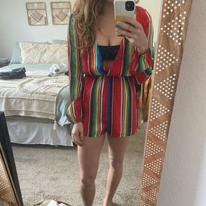 Superdown Rio Surplice Rainbow Romper, small